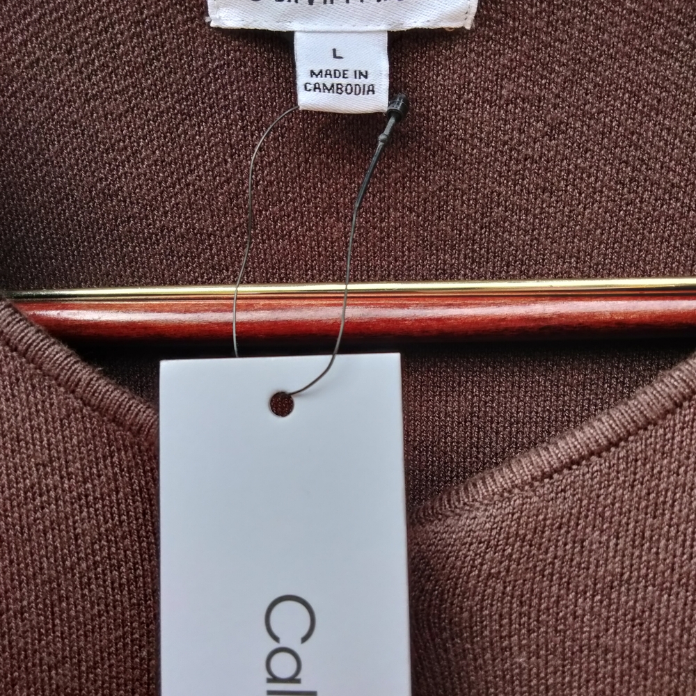 Calvin Klein Brown Knit Sweater Vest Button Front Sleeveless Size L - Picture 10 of 14